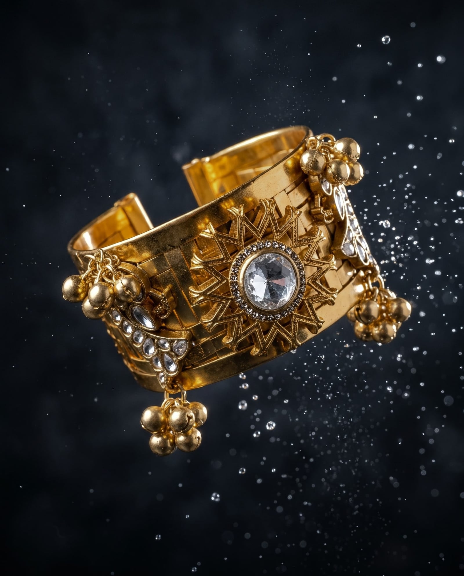 Handcrafted Brass Chatai Floral Cuff Bracelet