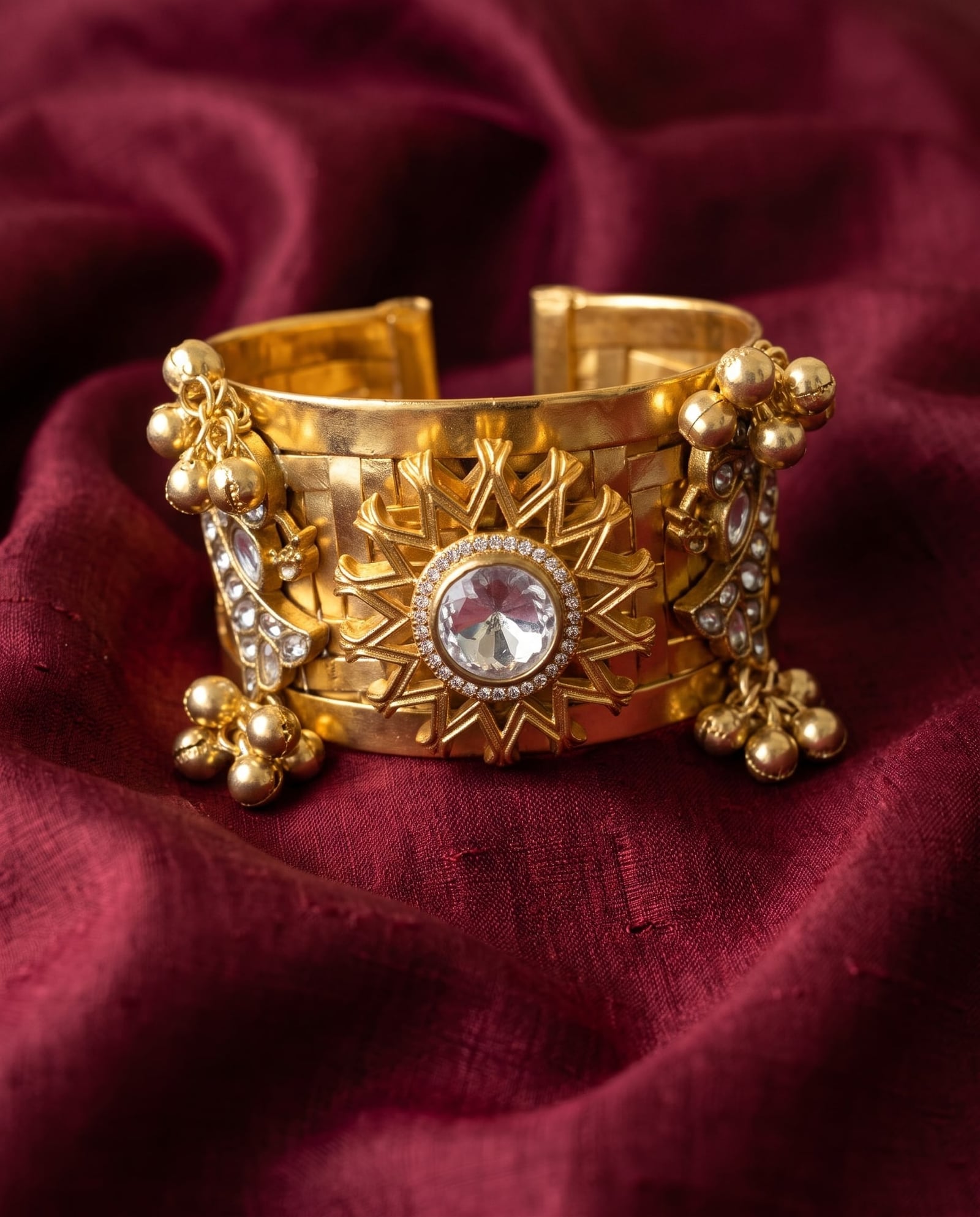 Handcrafted Brass Chatai Floral Cuff Bracelet