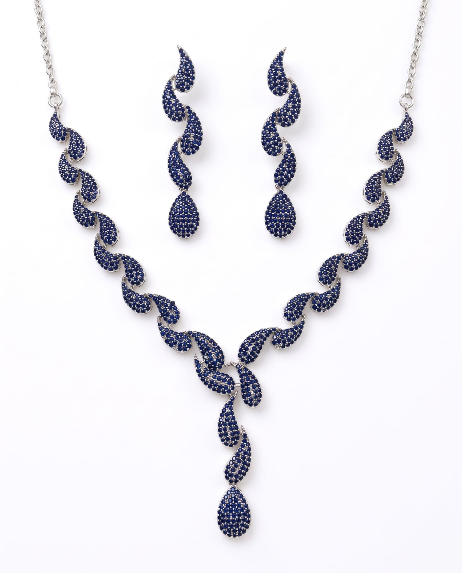 Blue Stone AD blue Tone Necklace Set