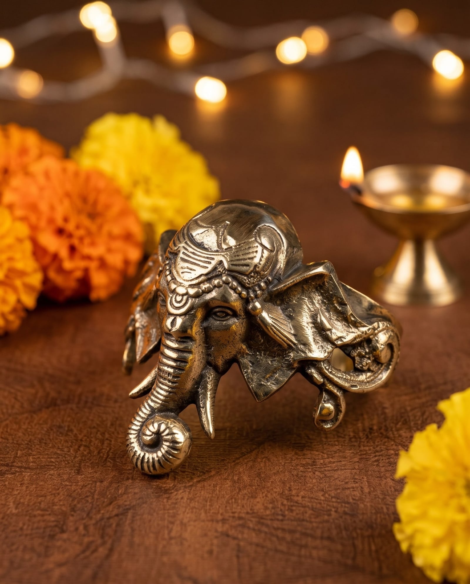 Lord Ganesha Motif Statement Cuff Bracelet