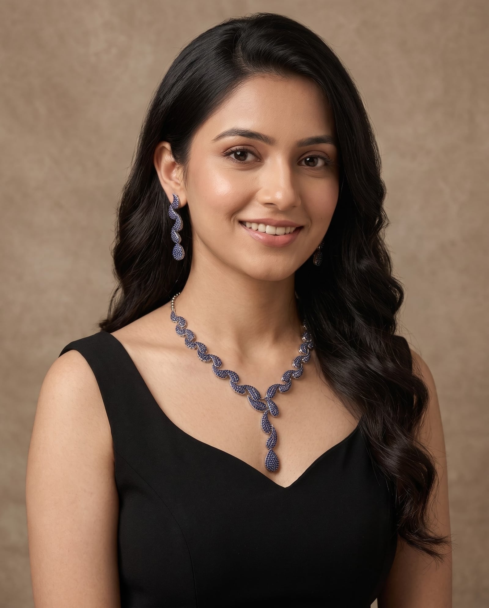 Blue Stone AD blue Tone Necklace Set