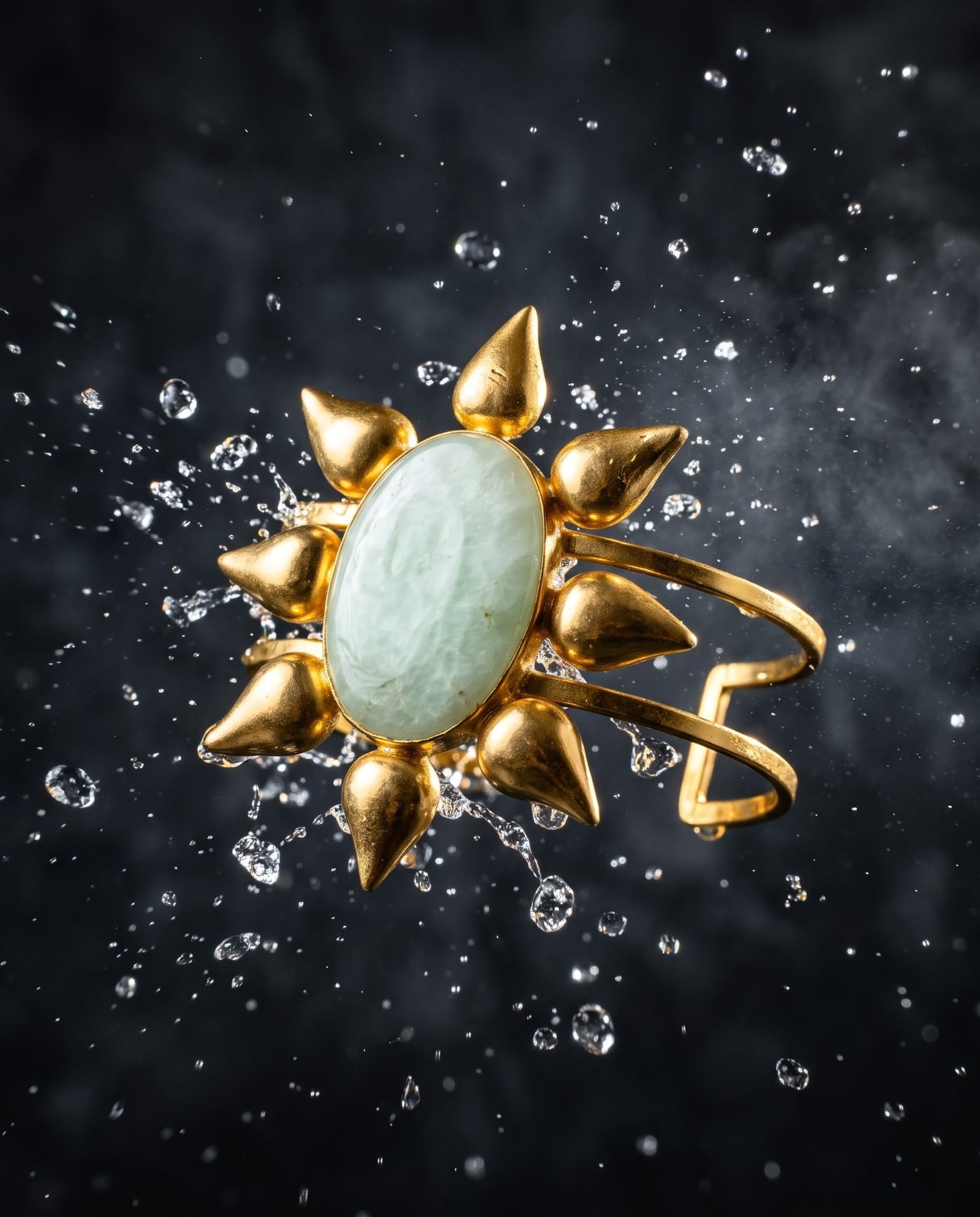 Sunburst Gold Plated Stone Cuff Bracelet