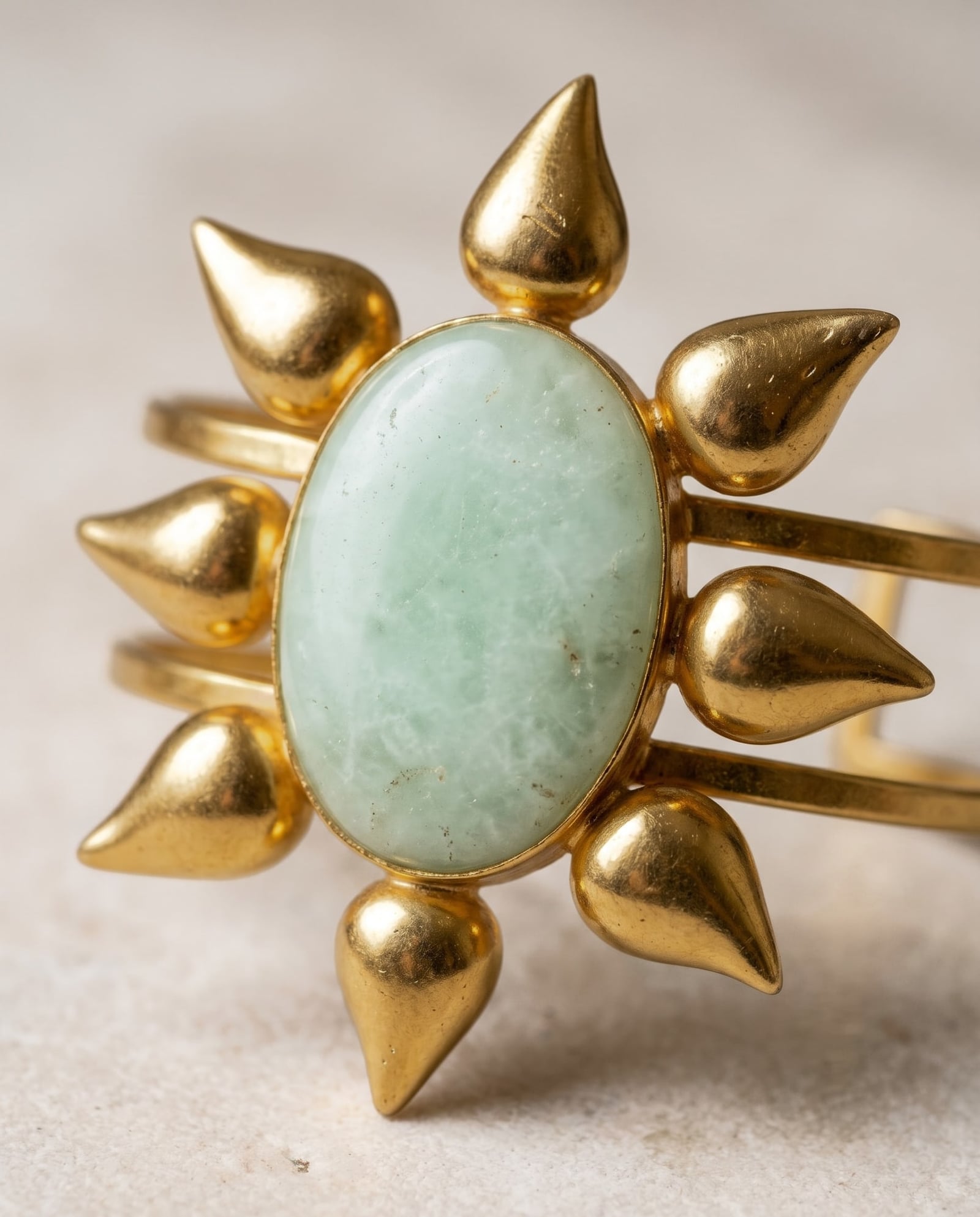 Sunburst Gold Plated Stone Cuff Bracelet